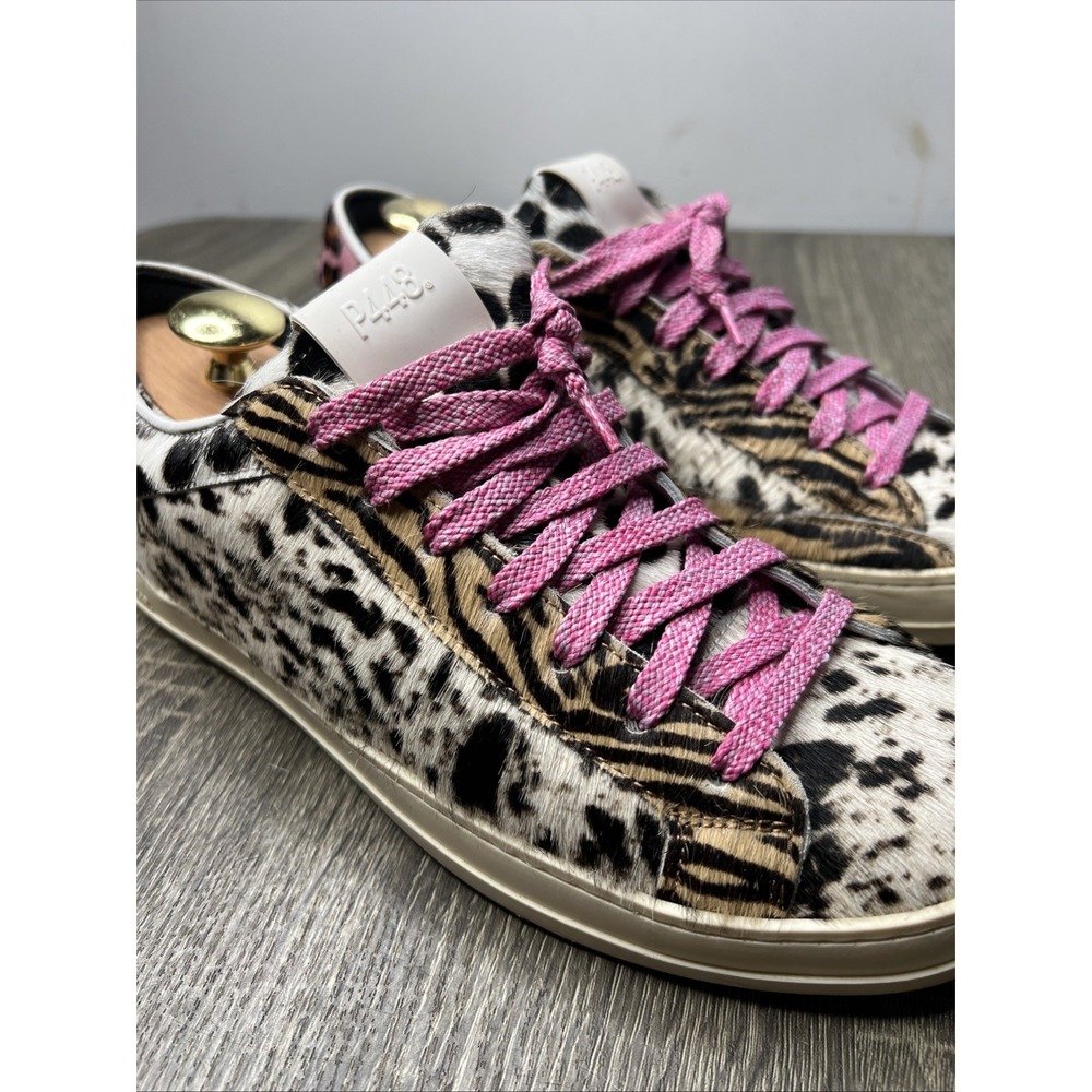 P448 John Low Top Sneakers Multifur Calf Pony Leather Womens US 10 EU 40 EUC! - Picture 3 of 14